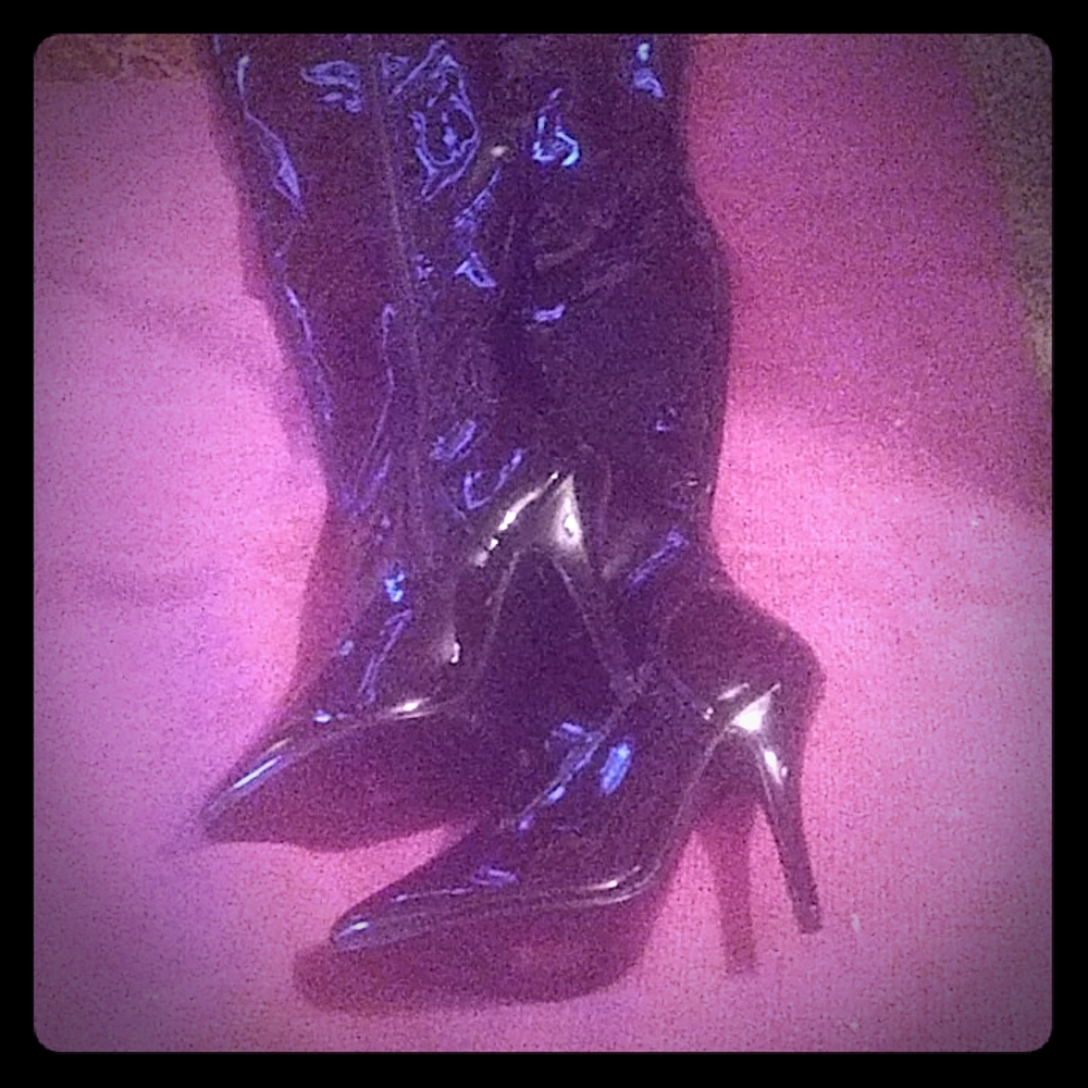 Thigh High Pleasers Patent Boots